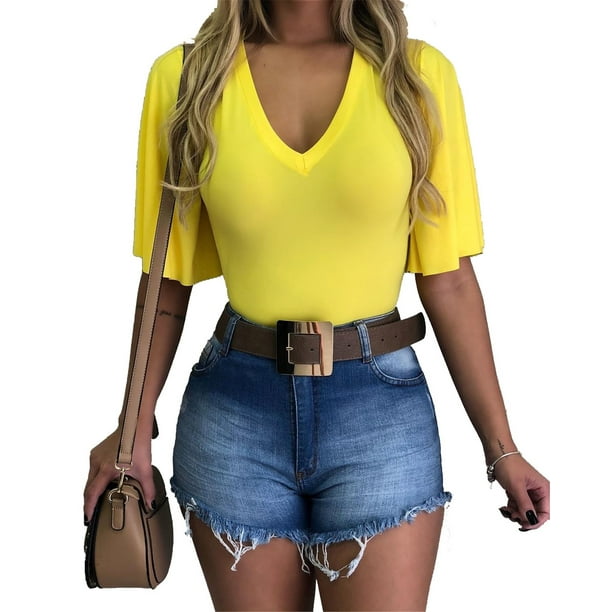Women Lace Short Sleeve V Neck T-Shirt Summer Party Holiday Loose Blouse Top Tee